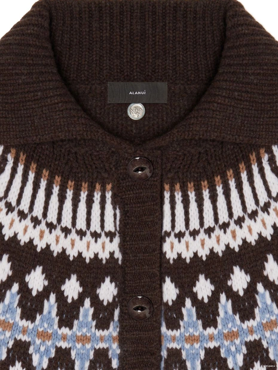 Cheap Women fair isle wool coat cardi Alanui intarsia knit 0818
